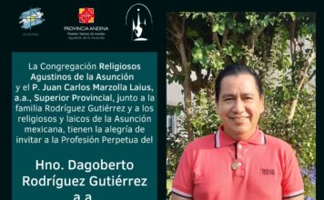 Votos Perpetuos Hno. Dagoberto Rodríguez Gutiérrez a.a. – 25 diciembre 11:00 hrs – Santuario Ntra. Sra. de Lourdes, Santos Lugares, Argentina.