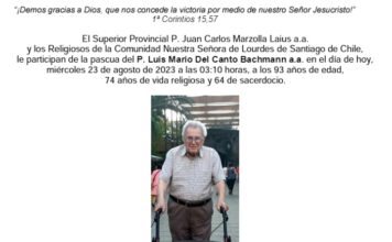 Pascua del P. Luis Mario Del Canto Bachmann a.a.